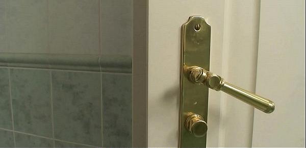 Big boobs mother in law helps him cum in the bathroom